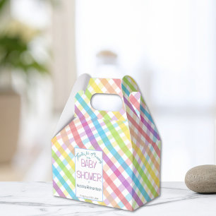 Pastel Gingham Rainbow Baby Shower Favor Box
