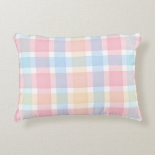 Pastel Gingham – Soft Watercolor Pattern Accent Pillow