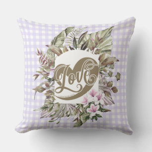 Pastel Gingham Tropical Floral Pillow