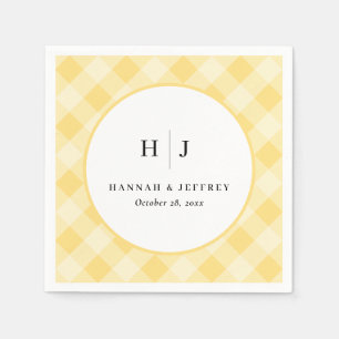Pastel Gingham Wedding Yellow Napkins