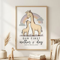 Pastel Giraffe Mom Baby First Mother’s Day Nursery