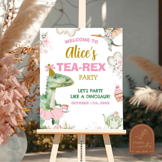 Pastel Girl Dinosaur Tutu Tea-Rex  Welcome Sign (Creator Uploaded)