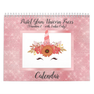 Pastel Glam Unicorn Visages amusants Calendrier mo