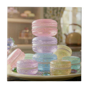 Pastel Glass Macaron Cookies Tile