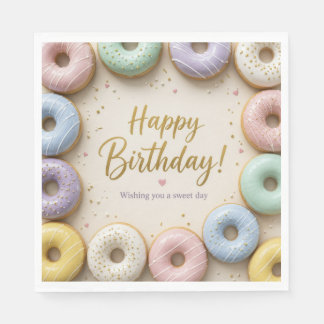 Pastel Glazed Donuts Gold Sprinkles Sweet Napkin