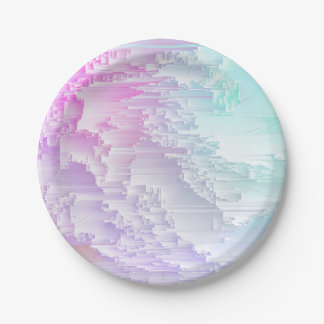 Pastel Glitch Paper Plate