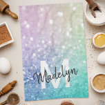 Pastel Glitter Bokeh BackgroundGlam Elegant Glitte Kitchen Towel<br><div class="desc">Easily personalize this elegant colourful bokeh glitter pattern with your custom name and/or monogram.</div>