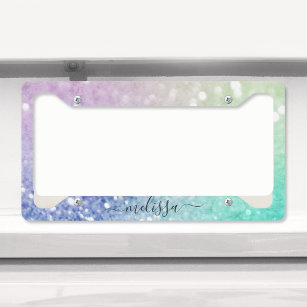 Pastel Glitter Bokeh BackgroundGlam Elegant Glitte License Plate Frame