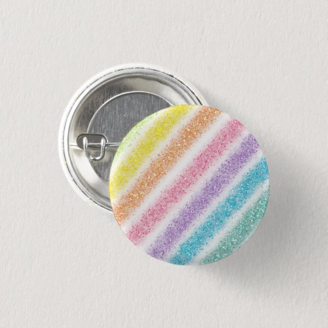 Pastel Glitter Rainbow 1 Inch Round Button (Front & Back)