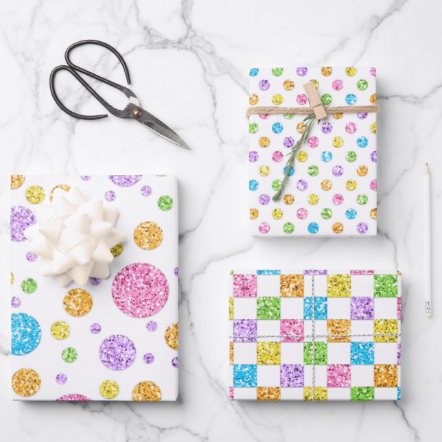 Pastel Glittery  Wrapping Paper Sheets (Front)