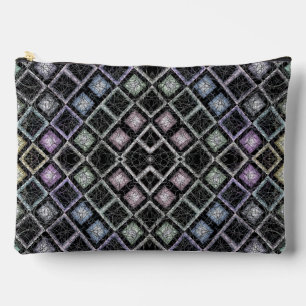 Pastel Glow Mosaic Mandala with Silver Lattice Accessory Pouch
