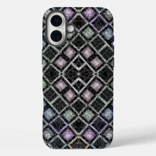 Pastel Glow Mosaic Mandala with Silver Lattice iPhone 16 Plus Case