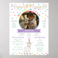 Pastel Goat 1st Birthday Milestone Poster