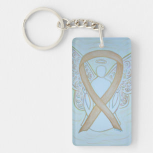 Pastel Gold Awareness Ribbon Angel Key chain