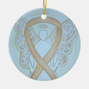 Pastel Gold Awareness Ribbon Angel Ornaments