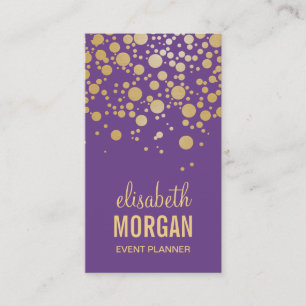 Pastel Gold Confetti Dots - Chic Lavender Purple Business Card