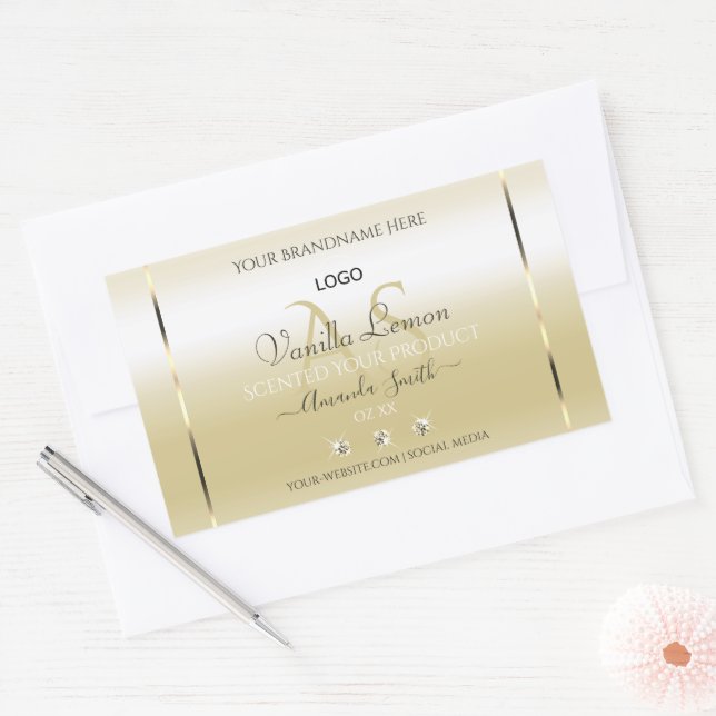Pastel Gold Cream Product Labels Logo and Initials (Envelope)