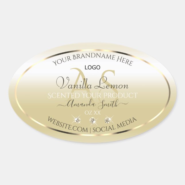 Pastel Gold Cream Product Labels Logo and Initials (Front)