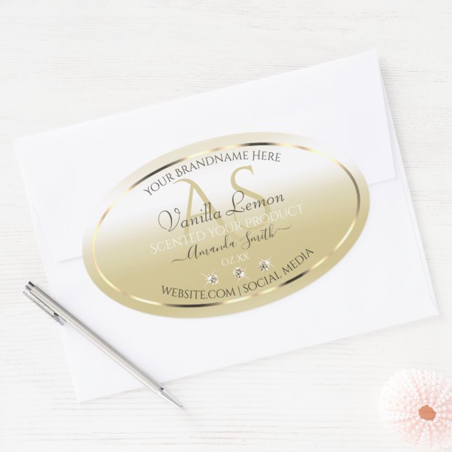 Pastel Gold Cream Produit Diamants Étiquette Initi (Enveloppe)