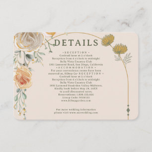 Pastel Gold Floral Wedding Enclosure Card