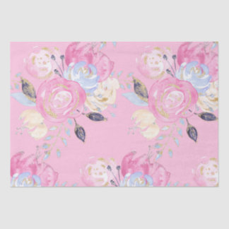 Pastel Gold Glitter Flowers Tissue Paper