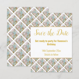 PASTEL GOLD MARBLE DESIGN SAVE THE DATE RSVP CARD