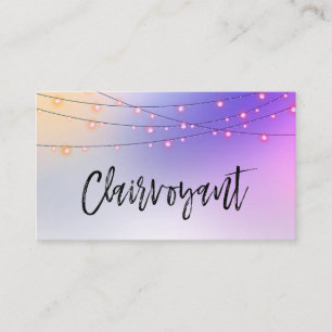 *~*  Pastel Gold String Lights Clairvoyant Reader Business Card