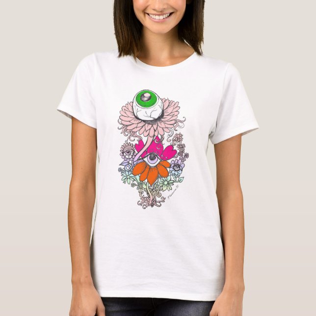 Pastel Goth Alien Eyeball Flowers Shirt (Front)