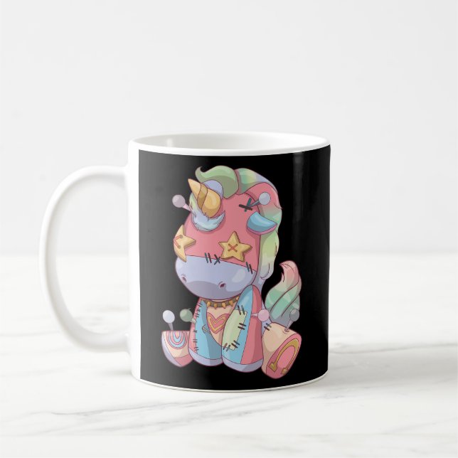 Pastel Goth Anime Kawaii Unicorn Creepy Voodoo Dol Coffee Mug (Left)
