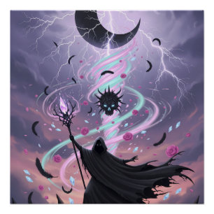 Pastel Goth Arcane Sorcerer with Crystal Staff Poster