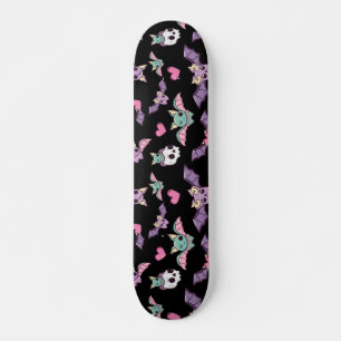 Pastel Goth Bat Lover Halloween Pattern Skateboard