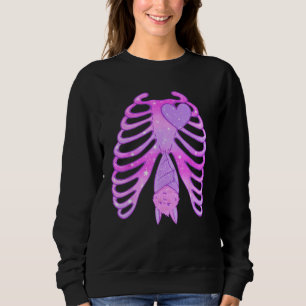 Pastel Goth Bat Skeleton Ribcage Witchy Aesthetic Sweatshirt