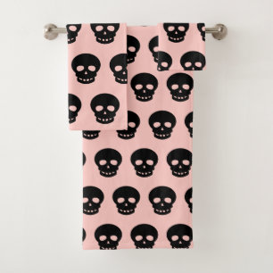 Pastel Goth Blush Pink BlackSkull Motif