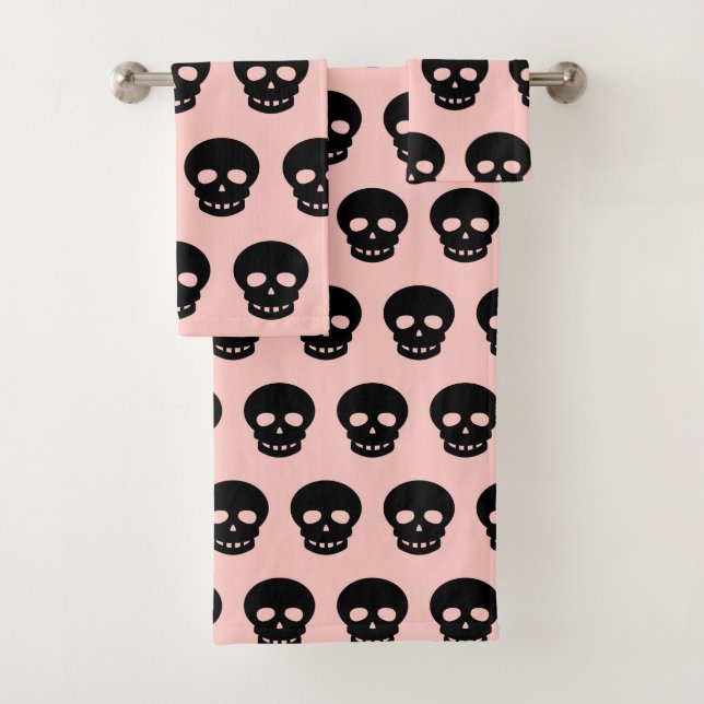 Pastel Goth Blush Pink BlackSkull Motif (En situation)