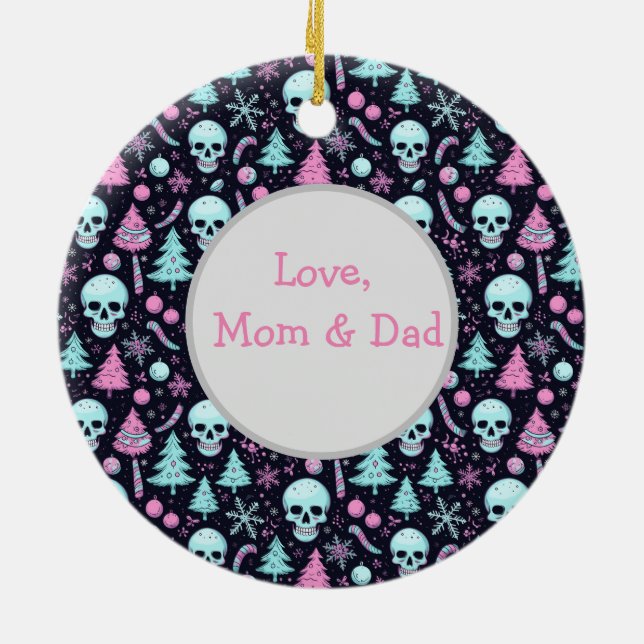 Pastel Goth Christmas Ceramic Ornament (Back)