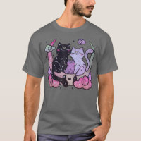 Pastel Goth Clothing Creepy CAt Family on Moon 