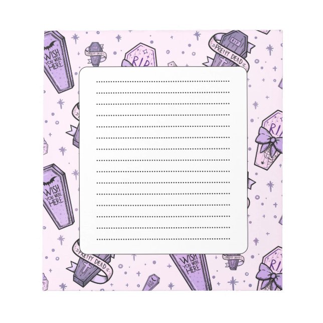 Pastel Goth Coffins Pattern Notepad (Front)