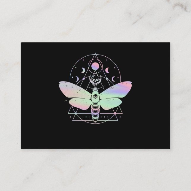 Pastel Goth Cute Moth Spiritual Moon Business Card (Front)