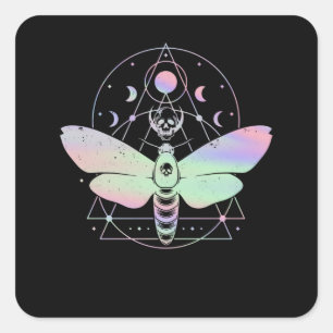 Pastel Goth Cute Moth Spiritual Moon Square Sticker