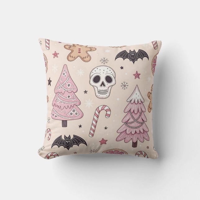 Pastel goth emo Christmas Throw Pillow (Front)