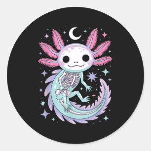 Pastel goth girl kawaii cute skeleton axolotl classic round sticker
