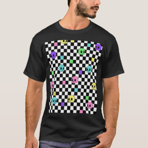 Pastel Goth Gothic Love Skeleton Head Retro Checke T-Shirt