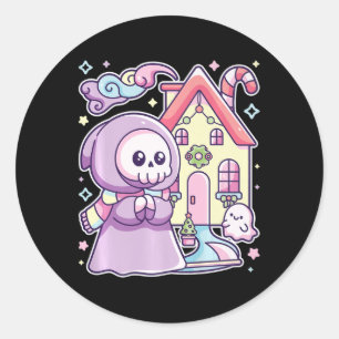 Pastel Goth Grim Reaper Xmas Halloween Easy Costum Classic Round Sticker