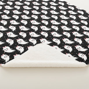 Pastel Goth Halloween Ghost Pattern Sherpa Blanket
