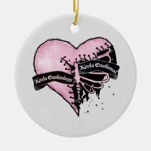 Pastel Goth Heart   Emotional and Emotionless Ceramic Ornament