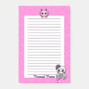 Pastel Goth Kawaii Mermaid Memos 4x6 Notepad