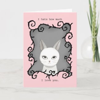 Pastel Goth Love Killer Bunny Rabbit Valentine Card