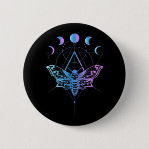 Pastel Goth Moon Moth Crescent Geometry 2 Inch Round Button