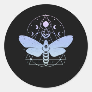 Pastel Goth Moth Moon Wiccan Crescent Skull Classic Round Sticker