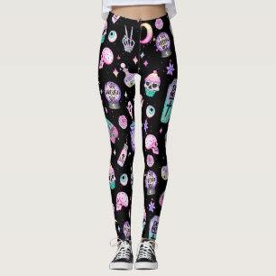 pastel goth pattern dark leggings